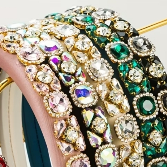 Rhinestone Headband, Green  NEW - Picture 3 of 4